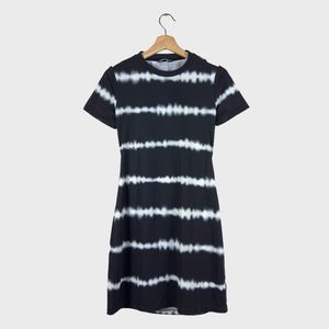 SHEIN Navy Blue Tie Dye Round Neck T-Shirt Dress